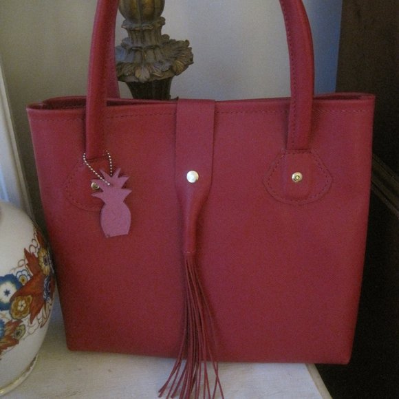 ScapeGrace Designs Handbags - Raspberry Leather Handbag Tote